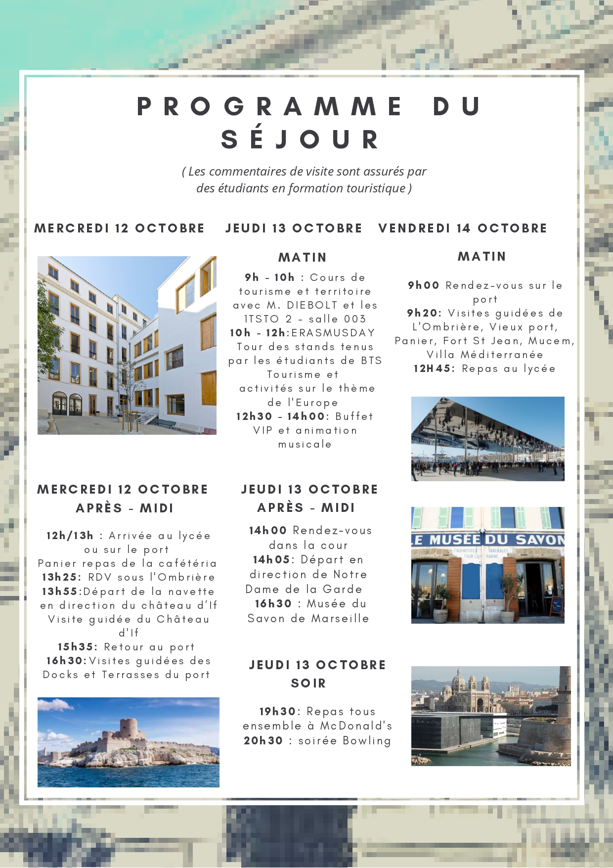 Programme de visite de Marseille par lycée Migliorini de Finale Ligur
